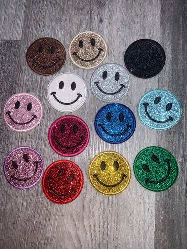 Glitter Smiley Face Stickers - Assorted Colors