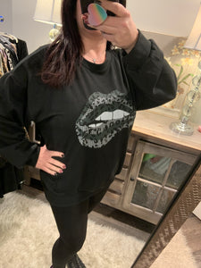 High quality sweatshirts with leopard lace lip - Black, Charcoal or Grey