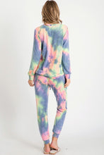 TIE-DYE TOP WITH A ROUND NECKLINE, LONG SLEEVES, AND BANDED HEM - Denim Multi