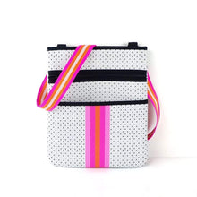 White Neoprene Crossbody with Pink & Orange stripe 🧡💗