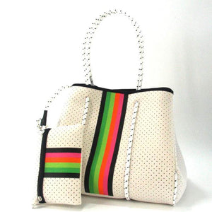 Ivory Neoprene Tote bag with Rainbow Stripe 🌈