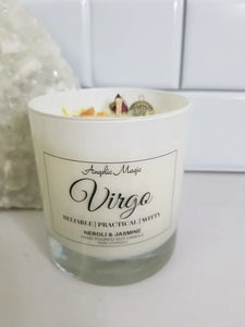 Virgo Zodiac Crystal Soy Candle - Reiki Charged 11 oz