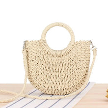 Summer Straw Woven Bags Round Handle Shoulder/ Clutch - Natural or Taupe