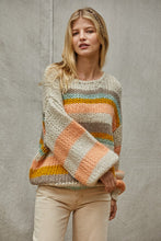 Monte Stripe Sweater - Taupe/Coral