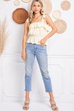 Blouson Shoulder Tie Top with Ruffle details - Blush or Cream