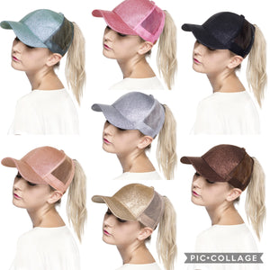 C.C Glitter Ponytail Baseball Cap - Assorted Colors