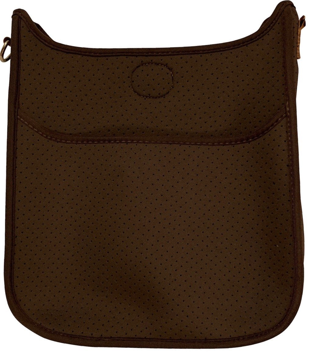 PERFORATED NEOPRENE MESSENGER-STRAP NOT INCLUDED!!!!!!! - COFFEE W/ GOLD HARDWARE