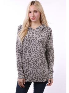 enti clothing, Tops, Enti Clothing Leopard Print French Terry Shirt  Sleeve Top