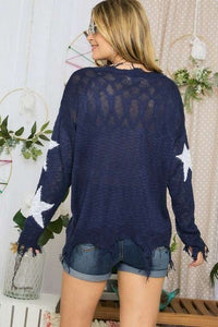 PLUS SIZE STAR KNIT SWEATER - ASSORTED COLORS