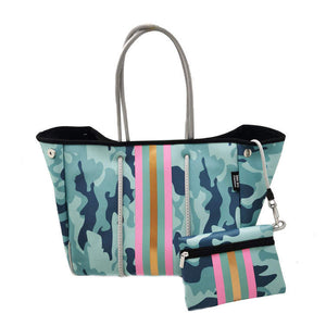 Mint Mix Camoflauge Neoprene Tote