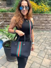 Black with Red/Green Stripe Mini Cross Shoulder Neoprene Bag