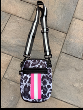 GREY/BLACK/PINK LEOPARD ZIPPER NEOPRENE PHONE HOLDER W/1.25" STRAP