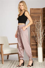 SATIN JOGGER PANTS WITH POCKETS AND ADJUSTABLE DRAWSTRING - BLACK OR ROSE