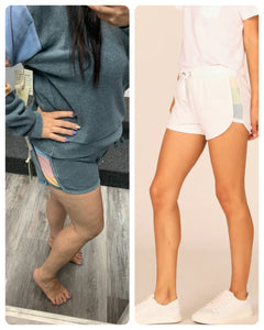 OCEAN DRIVE GREY OR WHITE W/ MULTI STRIPES BURNOUT COLORBLOCK SHORT