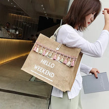 Hello Weekend Linen Tassel Lightweight Shoulder Bag