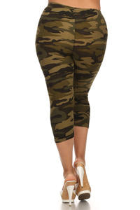 Green Camo Plus Capri