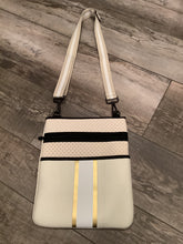 Ivory with gold stripe neoprene crossbody