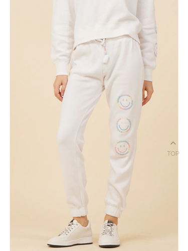 VINTAGE HAVANA BRIGHT WHITE W/ SORBET EMBROIDERED SMILEY FACE JOGGER