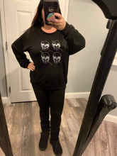 Skull with thunder printed top -  Black, Charcoal or Heather Grey