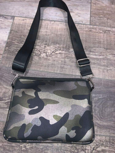 Small Neoprene Crossbody with Strap - Camoflauge or Leopard Metallic