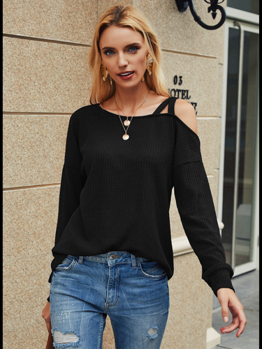 95% polyester 5% spandexCold Shoulder Top - Black