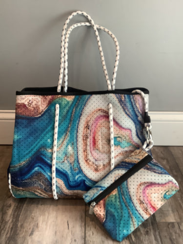 Blue Geode Neoprene Tote