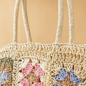 Paper Straw Handwoven Crochet Shoulder Bag - Natural or Taupe