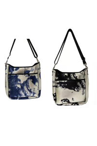 Neoprene Messenger with Solid Black Strap - Black/Metallic Silver or Blue/Metallic Silver