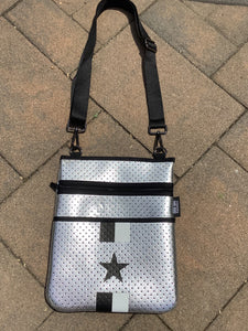 Silver Metallic Neoprene Crossbody w/ Black Star