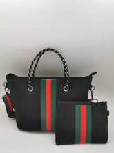 Black with Red/Green Stripe Mini Cross Shoulder Neoprene Bag