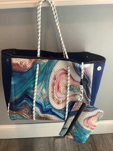 Blue Geode Neoprene Tote