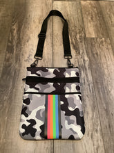 Camo neoprene crossbody with Rainbow stripe 🌈