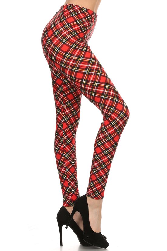 Red Plaid OS Leggings