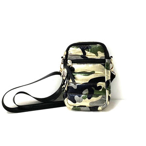 Gold Metallic Camouflage Nylon Cell phone Crossbody Shoulder Bag