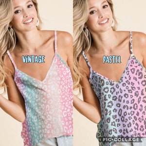 GRADATION LEOPARD SLEEVELESS TOP - PASTEL MULTI or VINTAGE MULTI