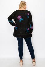 T-PARTY PLUS FLORAL PRINT ROUND NECK L/S TOP