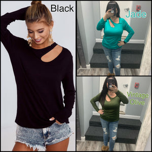 OPEN ONE SHOULDER TOP - JADE OR VINTAGE OLIVE