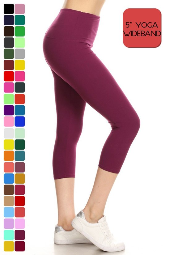 Charcoal 5 Inch Yoga Waistband OS Capri Leggings