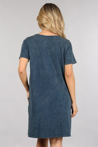 Chatoyant Casual T Shirt Dress With Pockets - Black or Blue Grey