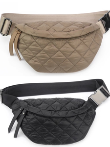 Quilted Puffer Fanny Pack - Tan, Black or Olive