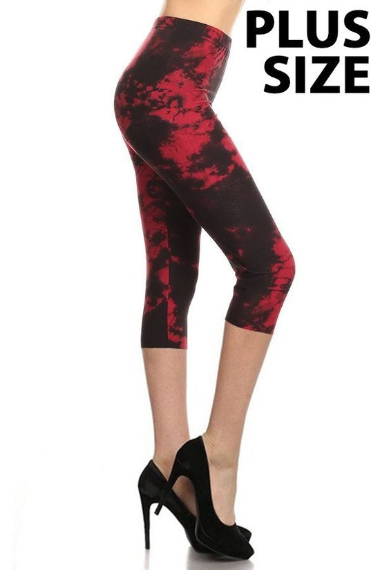 Burgundy & Black Plus Capri Leggings