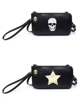 Skull Vegan Leather Clutch/Crossbody Bag - Black ☠️🖤