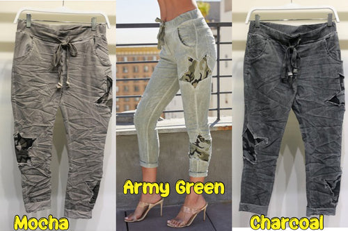 SEQUIN STAR CRINKLE JOGGER PANTS