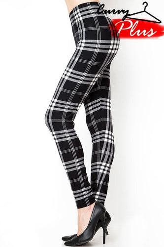 Black & White Plaid Plus Leggings