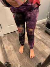 TIE DYE MULTI COLOR TOP W/ JOGGER SET - NAVY/AQUA or BLACK/EGGPLANT/MAGENTA