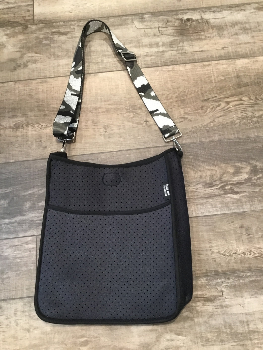 Dark Grey Neoprene Messenger Bag with Black Trim