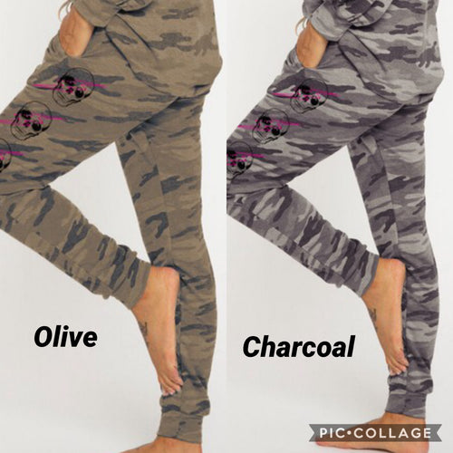 Skull thunder printed pants - Charcoal or Olive Camo