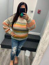 Monte Stripe Sweater - Taupe/Coral