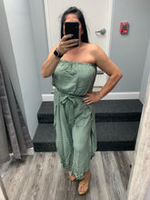 Off Shoulder Washed Jumpsuit - Beige or Ice Green