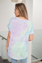 White Birch short sleeve tie dye knit top with a round neck featuring a loose fit and a cut out detail - MINT or  CORAL. CLEARANCE FINAL SALE!